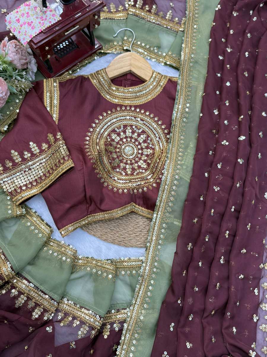 BOLLYWOOD TABBY SILK THREAD WITH SEQUENCE WORK SAREE WITH UNSTITCHED BLOUSE PARTY WEAR WHOLESALE PRICE ETHNIC GARMENT (14)