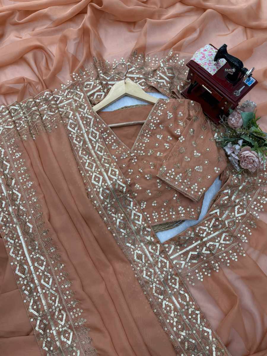 BOLLYWOOD TIBBY SILK INTRICATE THRED WITH SEQUNCE WORK SAREE WITH UNSTITCHED BLOUSE WEDDING WEAR WHOLESALE PRICE ETHNIC GARMENT (1)