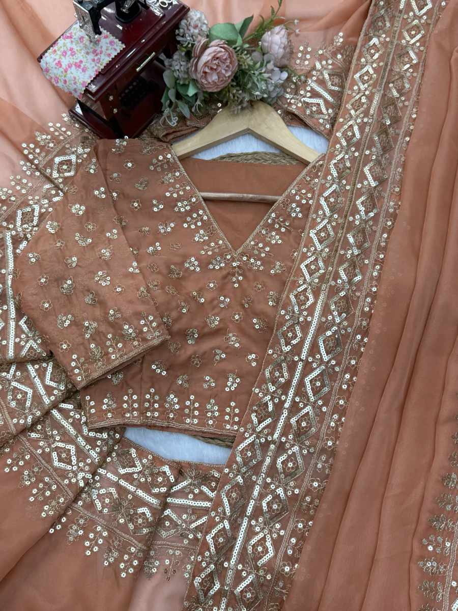 BOLLYWOOD TIBBY SILK INTRICATE THRED WITH SEQUNCE WORK SAREE WITH UNSTITCHED BLOUSE WEDDING WEAR WHOLESALE PRICE ETHNIC GARMENT (2)