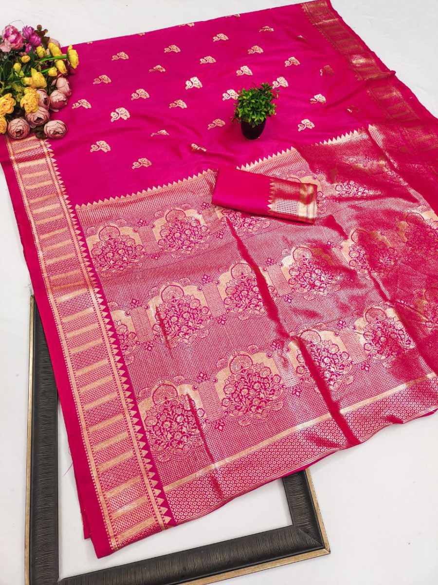 DESIGNER BANARASI SILK SELF & ZARI WEAVING RICH PALLU UNIQUE BORDER WORK SAREE WITH UNSTITCHED BLOUSE FESIVE WEAR WHOLESALE PRICE ETHNIC GARMENT (9)