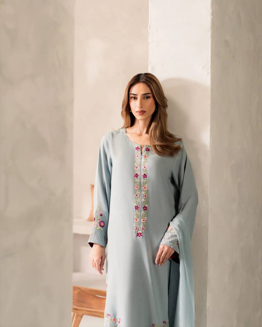 DESIGNER CHANDERI COTTON EMBROIDERY SEQUENCE WORK TOP BOTTOM WITH DUPATTA FESTIVE WEAR WHOLESALE PRICE ETHNIC GARMENT (10)
