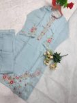 DESIGNER CHANDERI COTTON EMBROIDERY SEQUENCE WORK TOP BOTTOM WITH DUPATTA FESTIVE WEAR WHOLESALE PRICE ETHNIC GARMENT (3)