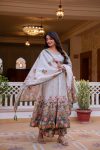 DESIGNER CHANDERI DIGITAL PRINT WITH HAND WORK GOWN PALAZZO WITH DUPATTA FESTIVAL WEAR WHOLESALE PRICE ETHNIC GARMENT (4)