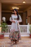 DESIGNER CHANDERI DIGITAL PRINT WITH HAND WORK GOWN PALAZZO WITH DUPATTA FESTIVAL WEAR WHOLESALE PRICE ETHNIC GARMENT (4)