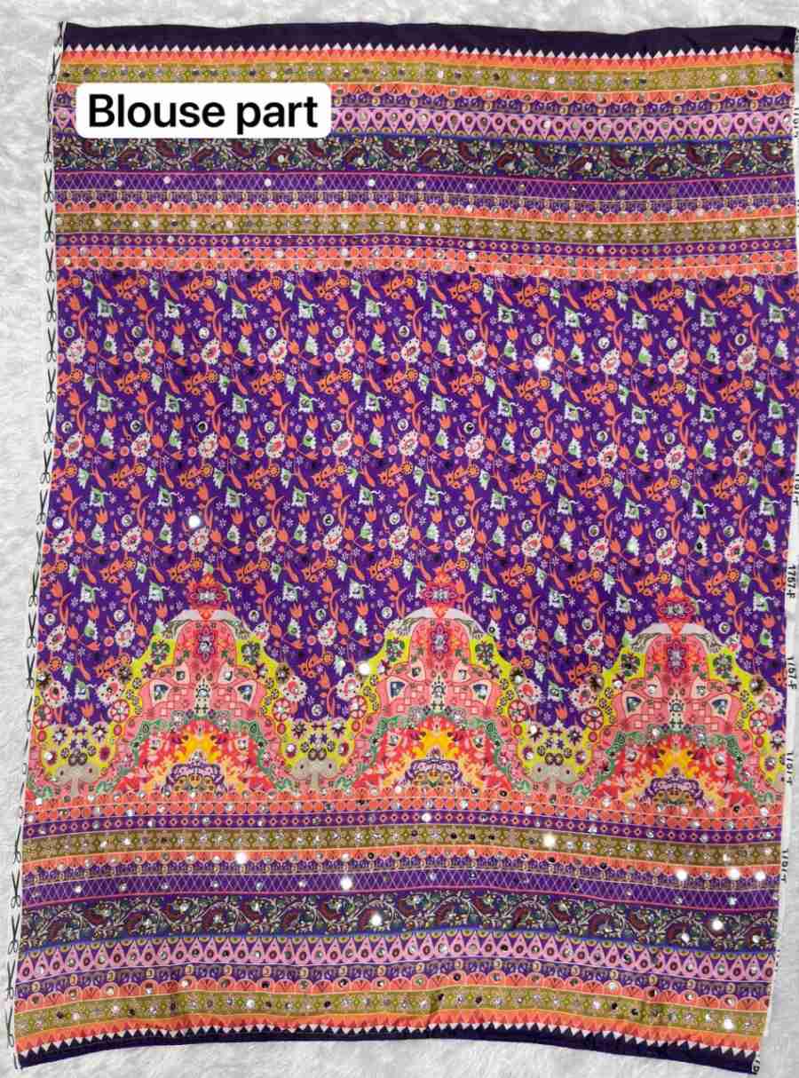 DESIGNER CHINON SILK DIGITAL PRINTED MIRROR HANDWORK, PIPING BORDER SAREE WITH UNSTITCHED BLOUSE PARTY WEAR WHOLESALE PRICE ETHNIC GARMENT (12)