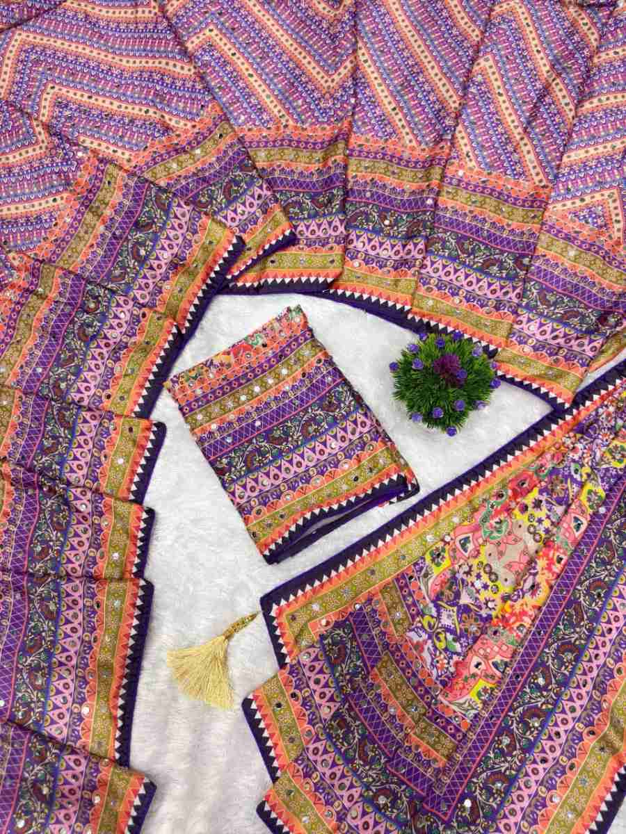 DESIGNER CHINON SILK DIGITAL PRINTED MIRROR HANDWORK, PIPING BORDER SAREE WITH UNSTITCHED BLOUSE PARTY WEAR WHOLESALE PRICE ETHNIC GARMENT (5)