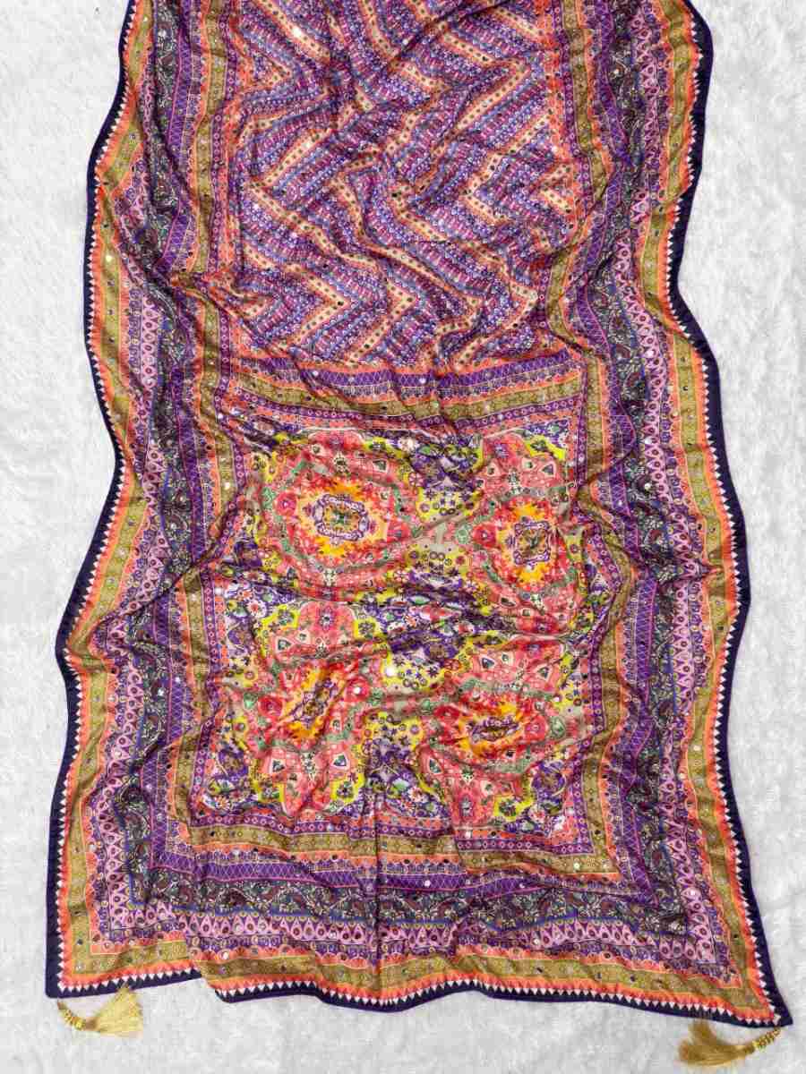 DESIGNER CHINON SILK DIGITAL PRINTED MIRROR HANDWORK, PIPING BORDER SAREE WITH UNSTITCHED BLOUSE PARTY WEAR WHOLESALE PRICE ETHNIC GARMENT (9)