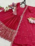 DESIGNER CHINON SILK EMBROIDERY 5 MM SEQUENCE WITH REAL MIRROR WORK GOWN BOTTOM WITH DUPATTA FESTIVE WEAR WHOLESALE PRICE ETHNIC GARMENT (4)