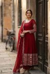 DESIGNER CHINON SILK EMBROIDERY 5 MM SEQUENCE WITH REAL MIRROR WORK GOWN BOTTOM WITH DUPATTA FESTIVE WEAR WHOLESALE PRICE ETHNIC GARMENT (4)