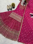 DESIGNER CHINON SILK SEQUENCE EMBROIDERY WORK TOP LEHENGA WITH DUPATTA WEDDING WEAR WHOLESALE PRICE ETHNIC GARMENT (4)