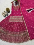 DESIGNER CHINON SILK SEQUENCE EMBROIDERY WORK TOP LEHENGA WITH DUPATTA WEDDING WEAR WHOLESALE PRICE ETHNIC GARMENT (4)