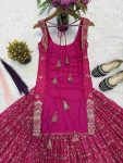DESIGNER CHINON SILK SEQUENCE EMBROIDERY WORK TOP LEHENGA WITH DUPATTA WEDDING WEAR WHOLESALE PRICE ETHNIC GARMENT (4)