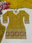 DESIGNER CHINON SILK SEQUENCE EMBROIDERY WORK TOP PALAZZO WITH DUPATTA FESTIVE WEAR WHOLESALE PRICE ETHNIC GARMENT (1)