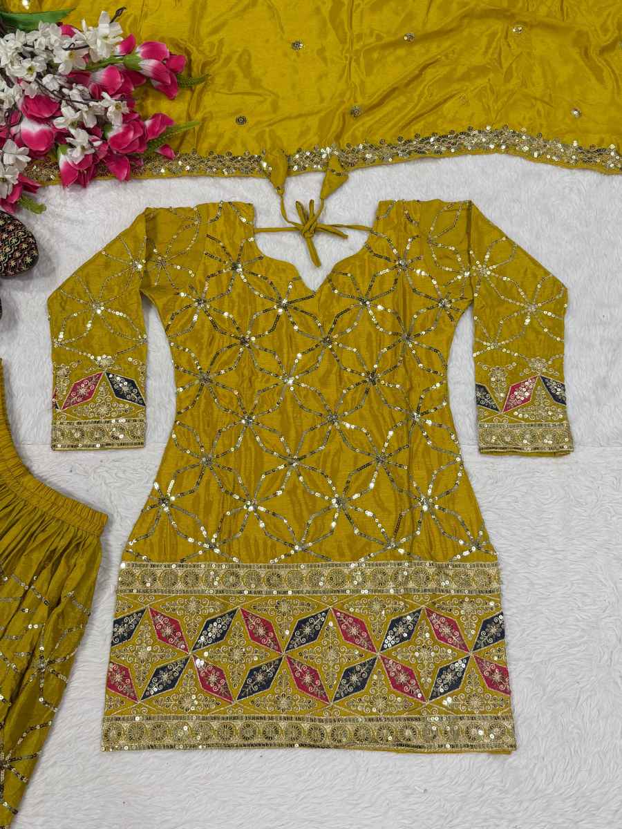 DESIGNER CHINON SILK SEQUENCE EMBROIDERY WORK TOP PALAZZO WITH DUPATTA FESTIVE WEAR WHOLESALE PRICE ETHNIC GARMENT (11)