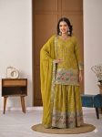 DESIGNER CHINON SILK SEQUENCE EMBROIDERY WORK TOP PALAZZO WITH DUPATTA FESTIVE WEAR WHOLESALE PRICE ETHNIC GARMENT (1)