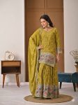 DESIGNER CHINON SILK SEQUENCE EMBROIDERY WORK TOP PALAZZO WITH DUPATTA FESTIVE WEAR WHOLESALE PRICE ETHNIC GARMENT (1)
