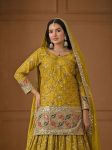 DESIGNER CHINON SILK SEQUENCE EMBROIDERY WORK TOP PALAZZO WITH DUPATTA FESTIVE WEAR WHOLESALE PRICE ETHNIC GARMENT (1)