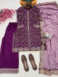 DESIGNER CHINON SILK SEQUENCE & ZARI EMBROIDERY WITH FANCY HANDWORK LACE WORK TOP PALAZZO WITH DUPATTA FESTIVE WEAR WHOLESALE PRICE ETHNIC GARMENT (8)