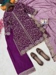 DESIGNER CHINON SILK SEQUENCE & ZARI EMBROIDERY WITH FANCY HANDWORK LACE WORK TOP PALAZZO WITH DUPATTA FESTIVE WEAR WHOLESALE PRICE ETHNIC GARMENT (8)