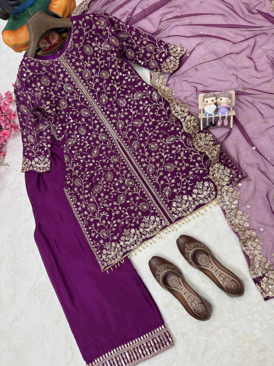 DESIGNER CHINON SILK SEQUENCE & ZARI EMBROIDERY WITH FANCY HANDWORK LACE WORK TOP PALAZZO WITH DUPATTA FESTIVE WEAR WHOLESALE PRICE ETHNIC GARMENT (14)