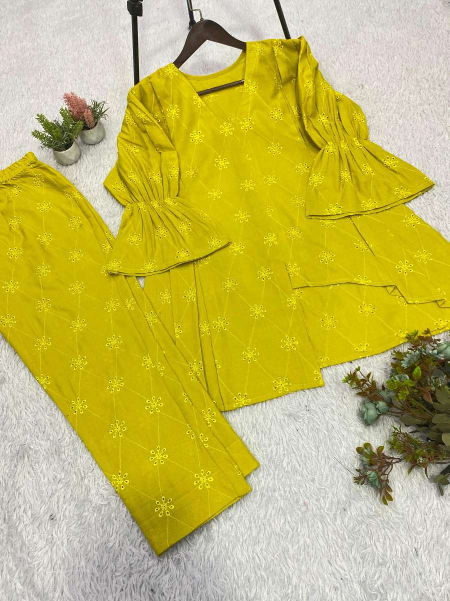 DESIGNER COTTON EMBROIDERY WORK CO-ORD SET PARTY WEAR WHOLESALE PRICE ETHNIC GARMENT (4)