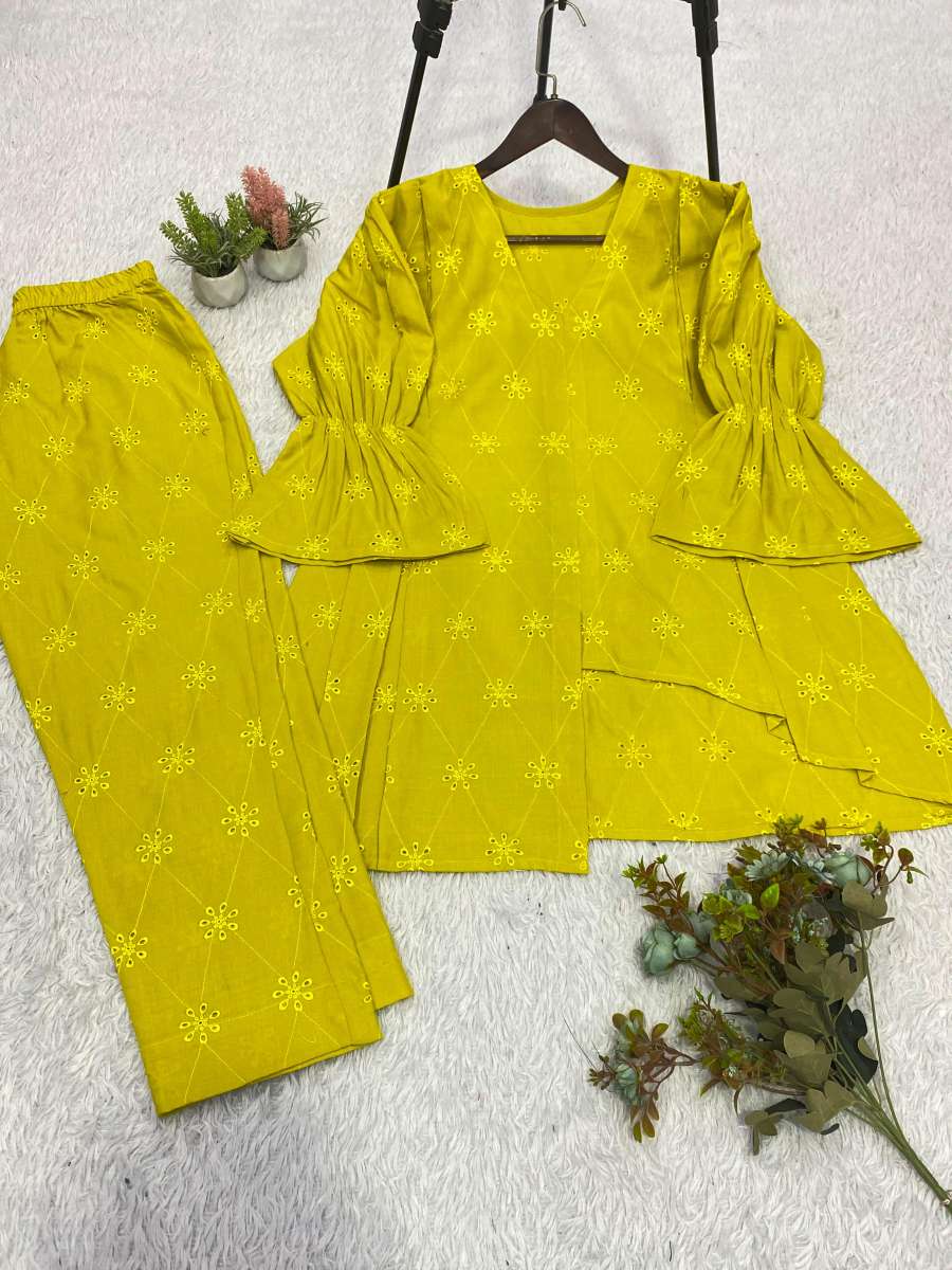 DESIGNER COTTON EMBROIDERY WORK CO-ORD SET PARTY WEAR WHOLESALE PRICE ETHNIC GARMENT (5)