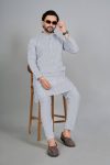 DESIGNER COTTON SILK EMBROIDERY WORK MEN'S KURTA GREY