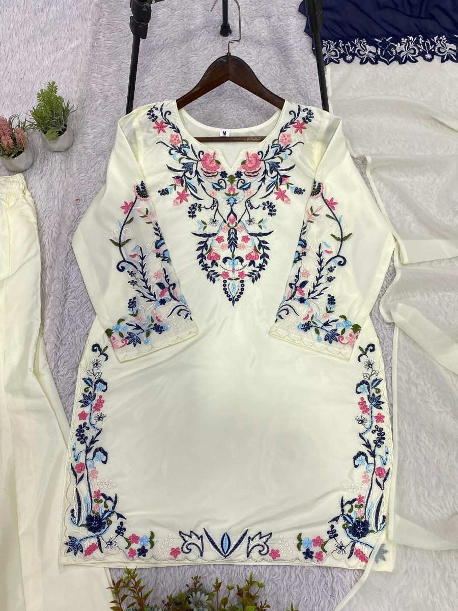 DESIGNER CRAPE SILK EMBROIDERY WORK TOP PALAZZO WITH DUPATTA FESTIVE WEAR WHOLESALE PRICE ETHNIC GARMENT (10)