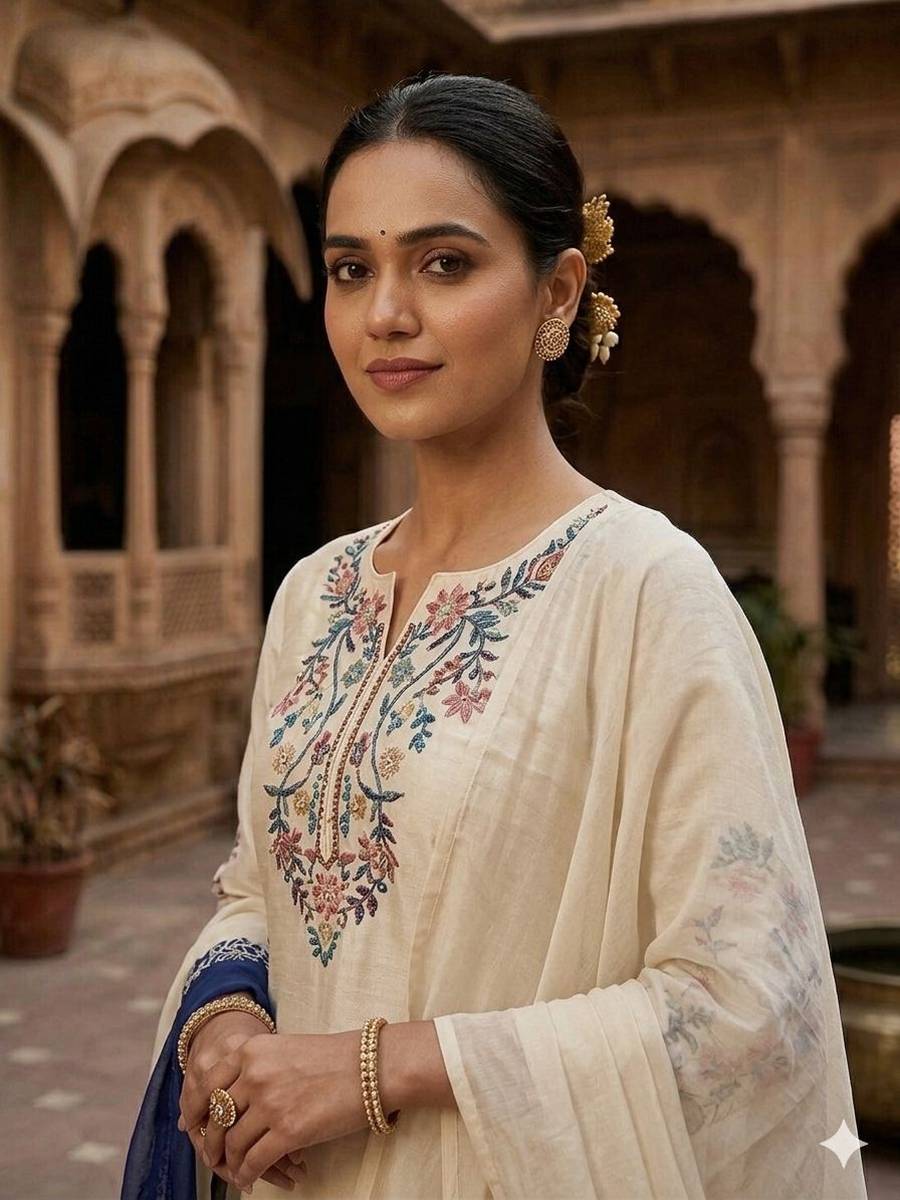 DESIGNER CRAPE SILK EMBROIDERY WORK TOP PALAZZO WITH DUPATTA FESTIVE WEAR WHOLESALE PRICE ETHNIC GARMENT (5)