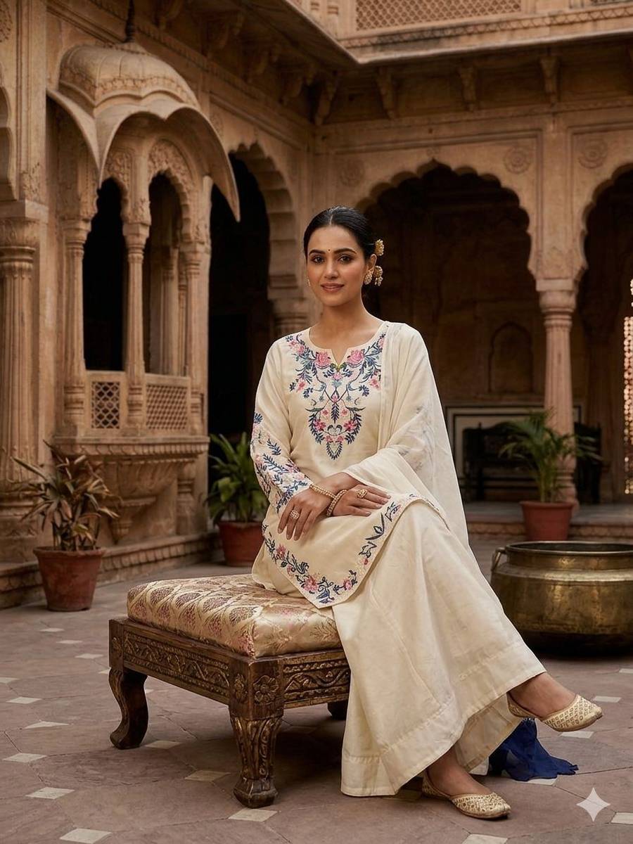 DESIGNER CRAPE SILK EMBROIDERY WORK TOP PALAZZO WITH DUPATTA FESTIVE WEAR WHOLESALE PRICE ETHNIC GARMENT (6)