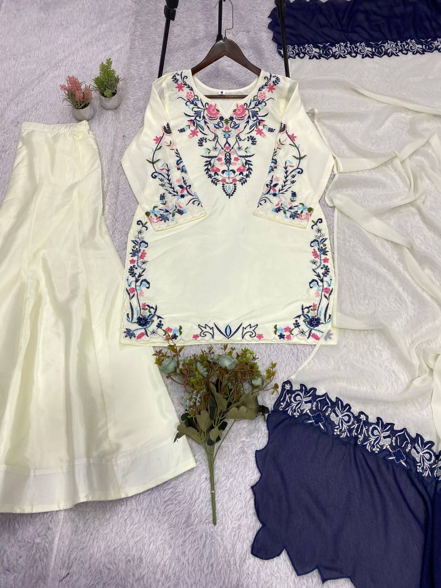 DESIGNER CRAPE SILK EMBROIDERY WORK TOP PALAZZO WITH DUPATTA FESTIVE WEAR WHOLESALE PRICE ETHNIC GARMENT (7)