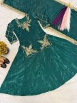 DESIGNER CREPE SILK EMBROIDERY SEQUENCE WORK KID’S TOP LEHENGA WITH DUPATTA WEDDING WEAR WHOLESALE PRICE ETHNIC GARMENT (4)