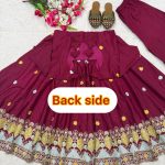 DESIGNER CREPE SILK EMBROIDERY WORK GOWN PALAZZO WITH DUPATTA WEDDING WEAR WHOLESALE PRICE ETHNIC GARMENT (2)