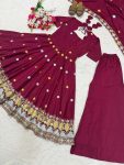 DESIGNER CREPE SILK EMBROIDERY WORK GOWN PALAZZO WITH DUPATTA WEDDING WEAR WHOLESALE PRICE ETHNIC GARMENT (2)