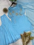 DESIGNER CRUNCHY BEADS WITH EMBROIDERY WORK TOP PALAZZO WITH DUPATTA FESTIVE WEAR WHOLESALE PRICE ETHNIC GARMENT (2)