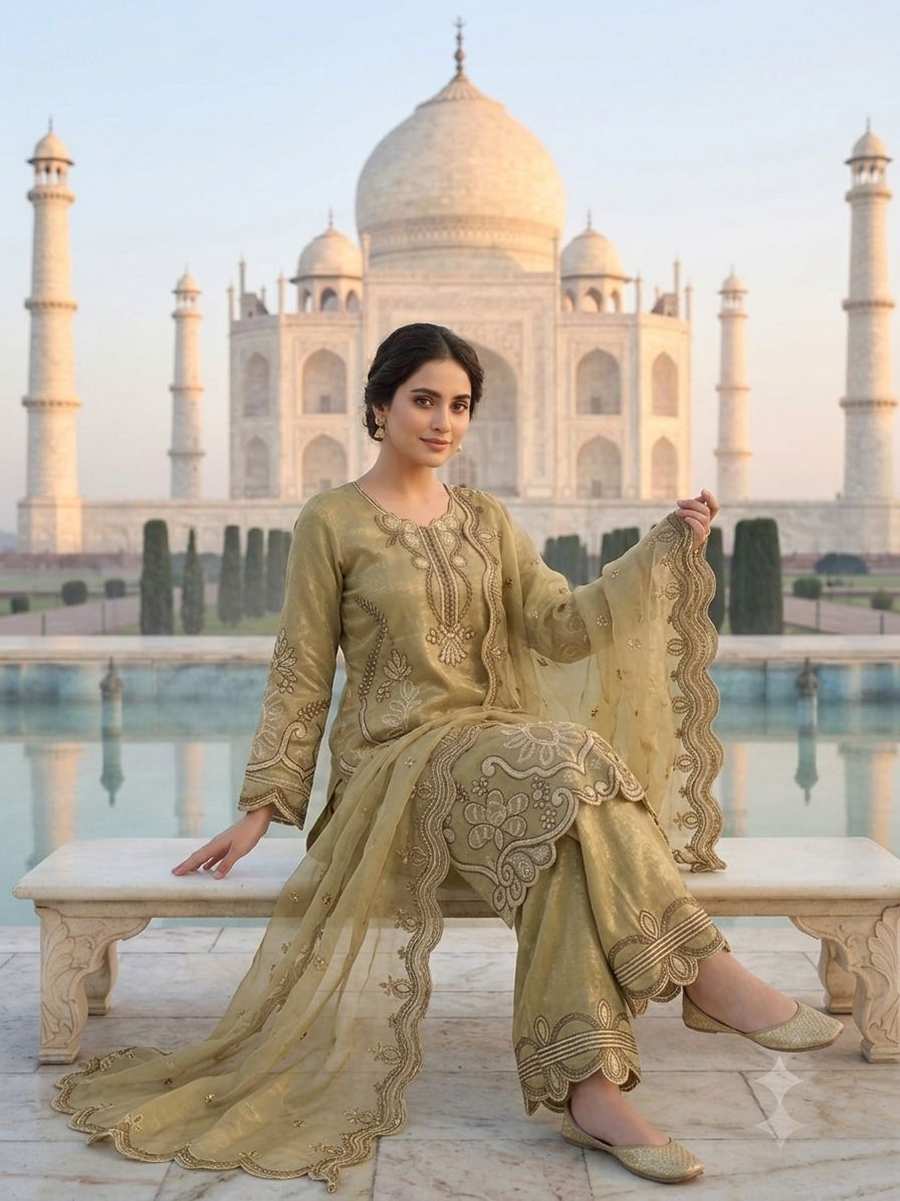 DESIGNER CRUNCHY SEQUENCE EMBROIDERY WITH CUT WORK TOP PALAZZO WITH DUPATTA WEDDING WEAR WHOLESALE PRICE ETHNIC GARMENT (4)