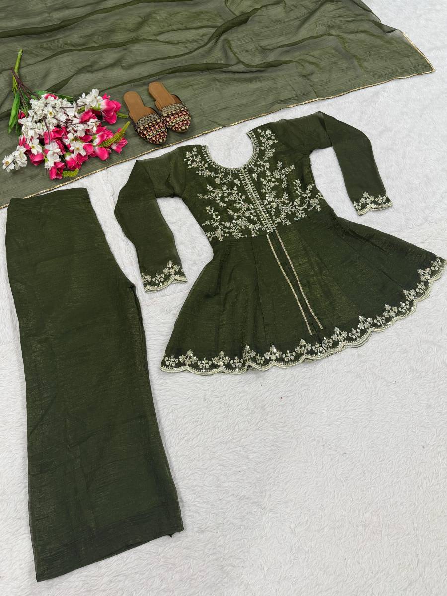 DESIGNER CRUNCHY SILK SEQUENCE EMBROIDERY WORK TOP PALAZZO WITH DUPATTA FESTIVE WEAR WHOLESALE PRICE ETHNIC GARMENT (11)