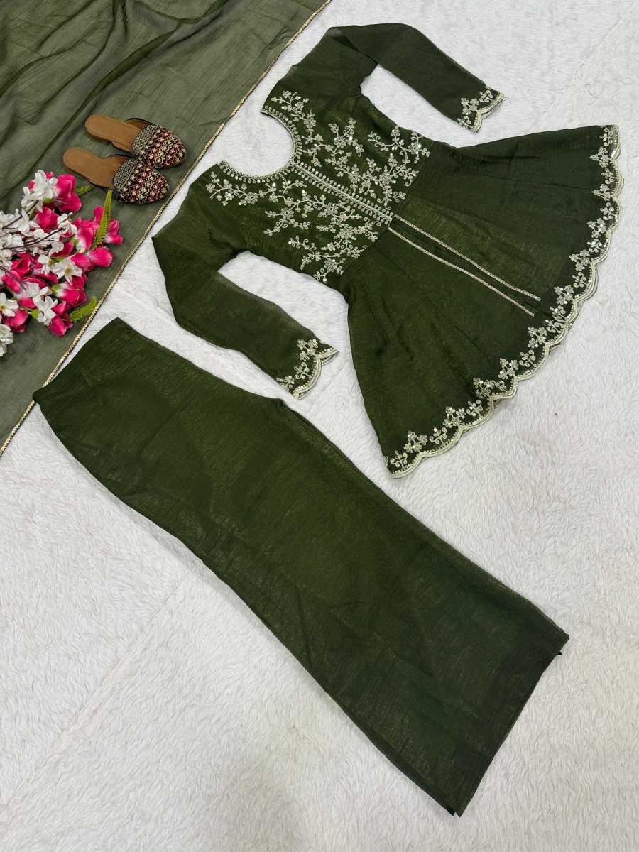DESIGNER CRUNCHY SILK SEQUENCE EMBROIDERY WORK TOP PALAZZO WITH DUPATTA FESTIVE WEAR WHOLESALE PRICE ETHNIC GARMENT (12)