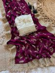 DESIGNER FANDY SATIN EMBROIDERY WORK SAREE WITH UNSTITCHED BLOUSE FESTIVAL WEAR WHOLESALE PRICE ETHNIC GARMENT (16)