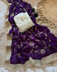 DESIGNER FANDY SATIN EMBROIDERY WORK SAREE WITH UNSTITCHED BLOUSE FESTIVAL WEAR WHOLESALE PRICE ETHNIC GARMENT (18)