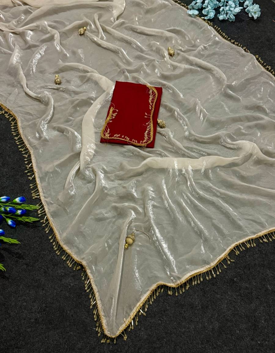 DESIGNER FANDY SATTIN CRYSTAL MOTI LACE AND HANDWORK LATKAN SAREE WITH UNSTITCHED BLOUSE WEDDING WEAR WHOLESALE PRICE ETHNIC GARMENT (10)
