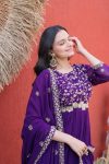 DESIGNER FAUX BLOOMING ZARI, SEQUENCE & PIPE BEADS EMBROIDERY WORK GOWN WITH DUPATTA FESTIVE WEAR WHOLESALE PRICE ETHNIC GARMENT (8)