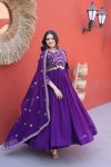 DESIGNER FAUX BLOOMING ZARI, SEQUENCE & PIPE BEADS EMBROIDERY WORK GOWN WITH DUPATTA FESTIVE WEAR WHOLESALE PRICE ETHNIC GARMENT (8)