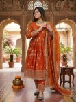 DESIGNER FENDY SILK EMBROIDERY 3 MM AND 5 MM SEQUENCE WORK TOP BOTTOM WITH DUPATTA WEDDING WEAR WHOLESALE PRICE ETHNIC GARMENT (2)