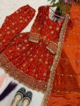 DESIGNER FENDY SILK EMBROIDERY 3 MM AND 5 MM SEQUENCE WORK TOP BOTTOM WITH DUPATTA WEDDING WEAR WHOLESALE PRICE ETHNIC GARMENT (2)