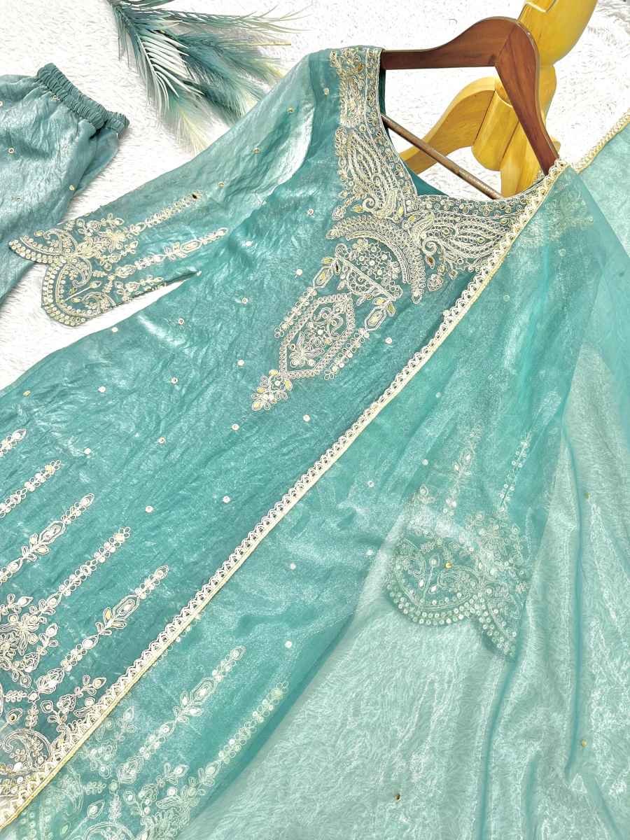 DESIGNER FENDY SILK EMBROIDERY SEQUENCE CODING AND REAL MIRROR HAND WORK TOP PALAZZO WITH DUPATTA FESTIVE WEAR WHOLESALE PRICE ETHNIC GARMENT (11)