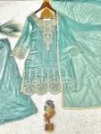 DESIGNER FENDY SILK EMBROIDERY SEQUENCE CODING AND REAL MIRROR HAND WORK TOP PALAZZO WITH DUPATTA FESTIVE WEAR WHOLESALE PRICE ETHNIC GARMENT (1)
