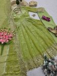 DESIGNER FENDY SILK EMBROIDERY SEQUENCE WORK GOWN BOTTOM WITH DUPATTA WEDDING WEAR WHOLESALE PRICE ETHNIC GARMENT (9)