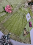 DESIGNER FENDY SILK EMBROIDERY SEQUENCE WORK GOWN BOTTOM WITH DUPATTA WEDDING WEAR WHOLESALE PRICE ETHNIC GARMENT (9)
