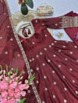 DESIGNER FENDY SILK EMBROIDERY SEQUENCE WORK & NACK IN HAND PEARL WORK GOWN BOTTOM WITH DUPATTA FESTIVE WEAR WHOLESALE PRICE ETHNIC GARMENT (3)